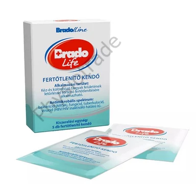 Bradolife fertőtlenítő kendő 5 db (kézre, felületre)