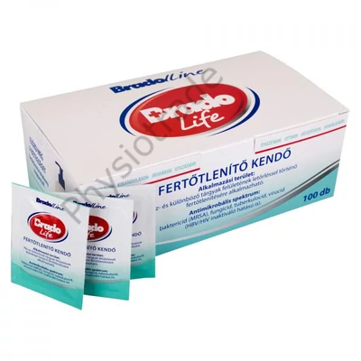 Bradolife fertőtlenítő kendő 100 db (kézre, felületre)