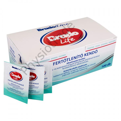 Bradolife fertőtlenítő kendő 100 db (kézre, felületre)