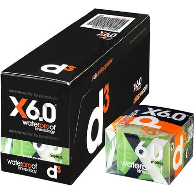d3 X6.0 – Vízálló kineziológiai tapasz (lime - karton/6db)