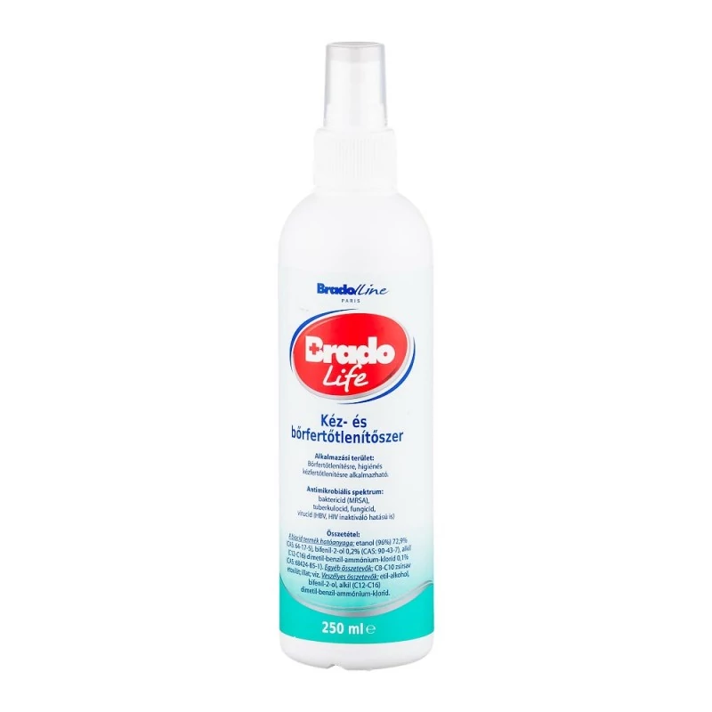 BradoLife kéz- és bőrfertőtlenítő 250 ml (pumpás)